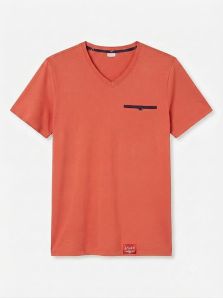 Camiseta de manga corta en color rojo coral del pijama Jan Men Ancora