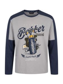 Camiseta de pijama Massana beige con estampado de inspiración motera