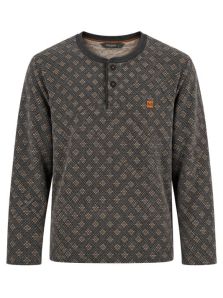 Camiseta de pijama Massana con rombos y tapeta de dos botones