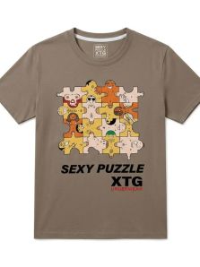 Camiseta pijama XTG Sexy Puzzle para hombre con estampado puzzle en el pecho