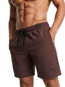 Short de baño Puma marrón oscuro con acabado mate y tejido técnico suave.