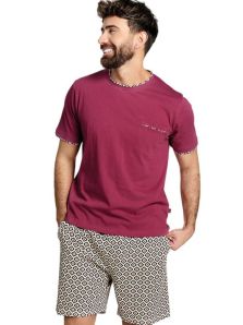 Pijama corto Muydemi hombre algodón en granate