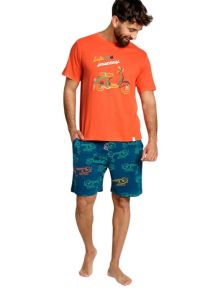 Conjunto completo de pijama corto Muydemi con diseño de motos, perfecto para descansar en verano