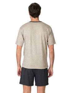  conjunto pijama corto hombre Massana con camiseta estampada y pantalón liso
