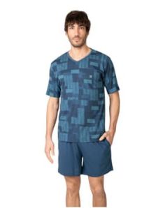 Pijama de verano Massana hombre estampado con pantalón corto con bolsillos