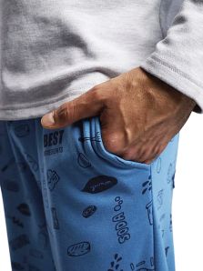 Pantalón de pijama para hombre de la marca Muydemi, con diseño estampado juvenil y tejido afelpado muy cómodo.