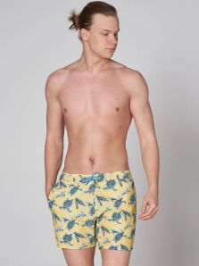 Bañador John Frank amarillo estampado con tortugas marinas