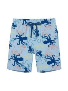 pantalón corto pijama hombre Muydemi estampado pulpos azul con bolsillos