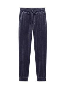 Pantalón liso de pijama Massana de terciopelo con cordón, bolsillos y puños