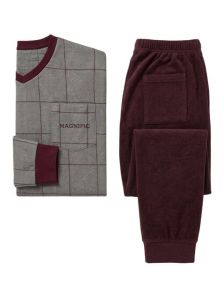 Pijama de invierno ADMAS para hombre en punto milano granate, ideal para regalar