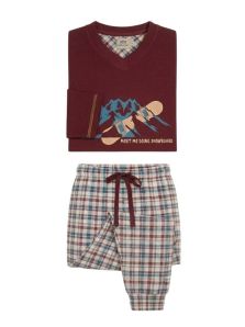 Pijama de hombre Barandi de algodón granate empaquetado y listo para regalar con envío rápido asegurado.