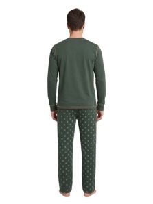 Vista trasera del pijama Barandi verde de algodón para hombre.