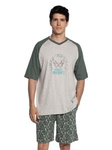 Pijama Punto Blanco mod. Treetop en Algodón y cuello pico
