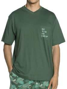 Pijama de hombre Punto Blanco mod. Treetop en algodón, en color verde, comodidad garantizada.