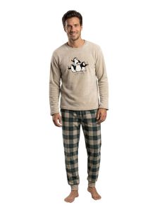 Pijama Muydemi en Coralina mod. Pinguinos en beige