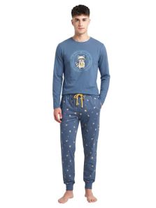Pijama Dark Elephant azul con estampado de mapaches