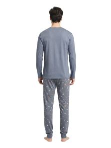 Vista trasera del pijama de hombre Dark Elephant en tonos gris y gris azulado
