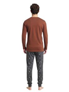 Vista trasera del pijama Dark Elephant en tonos caldero y azul marino  3. Camiseta
