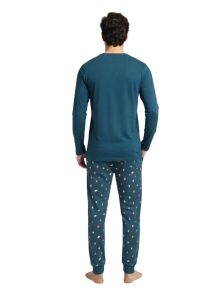 Vista trasera del pijama azul turquesa de hombre Dark Elephant