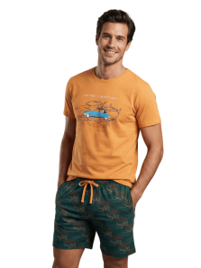 Pijama Dark Elephant corto mod. Shark & Car en amarillo