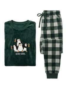 Pijama verde Dark Elephant de coralina, ideal para regalar en Navidad o el Día del Padre