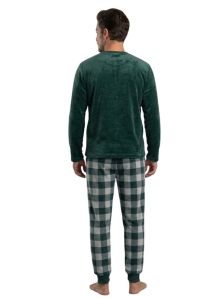 Vista trasera del pijama verde Dark Elephant, cálido y perfecto para estar por casa