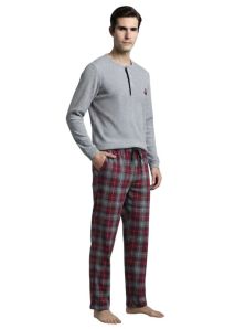 Pijama Guasch gris de algodón y viyela a cuadros para hombre