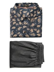 Pijama HOM corto de algodón y seda con estampado cashmere para hombre