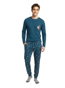 Pijama hombre Dark Elephant ovejas en color azul turquesa