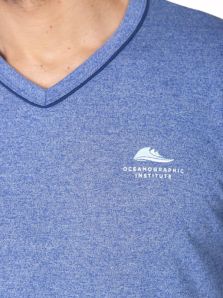 Camiseta pijama Massana azul jaspeado con cuello pico y tejido transpirable