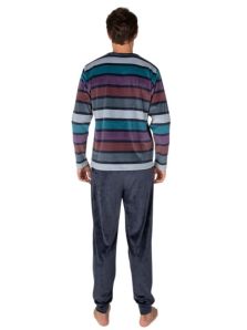Pijama Massana de hombre de polar gris visto por detrás con pantalón liso