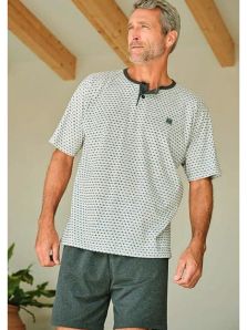 Pijama de verano Massana hombre estampado geométrico con tapeta abotonada