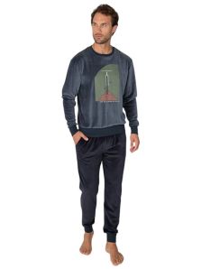 Pijama Massana en Terciopelo o Velour con estampado de bicicleta