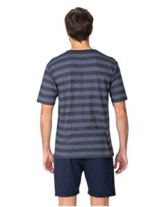 Camiseta de pijama Massana por la espalda con diseño listado azul marino y jaspeado