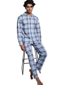 Pijama Muydemi de algodón con cuadros azules