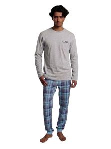 Pijama Muydemi de algodón con camiseta lisa y pantalón de cuadros