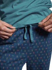 Pantalón Muydemi azul con clips estampados ideal para estar por casa