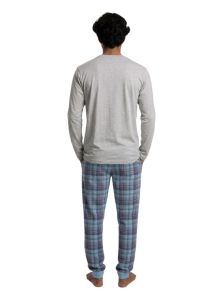 Pijama Muydemi gris con pantalón de cuadros por detrás