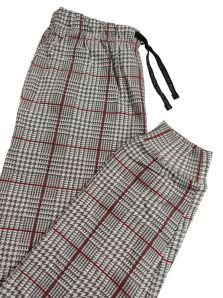 Pantalón del pijama Pettrus de hombre con estampado de pata de gallo y líneas cruzadas en burdeos