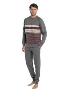 Pijama Punto Blanco afelpado gris para hombre mod. Aspen