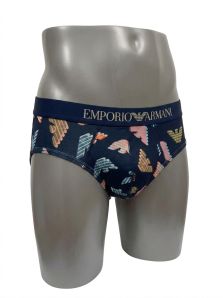 Slip Emporio Armani azul marino con logos de microfibra para hombre