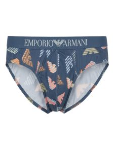 Slip azul plomo Emporio Armani para hombre ideal como regalo elegante con estampado moderno y cinturilla elástica