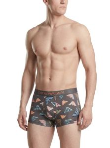 Ropa interior masculina premium Emporio Armani en color gris con estampado moderno de águilas