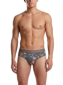 Slip gris Emporio Armani para hombre en microfibra suave con diseño moderno y ajuste cómodo