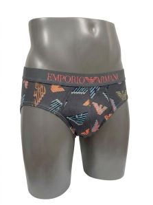 Slip Emporio Armani gris con logos de microfibra para hombre