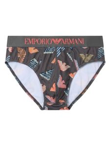 Slip Emporio Armani gris para hombre ideal como regalo elegante con estampado moderno y cinturilla elástica