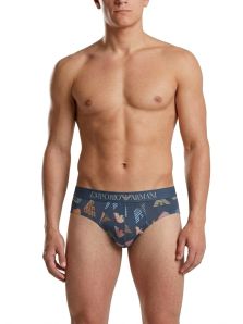 Slip azul plomo Emporio Armani para hombre en microfibra suave con ajuste cómodo y diseño moderno