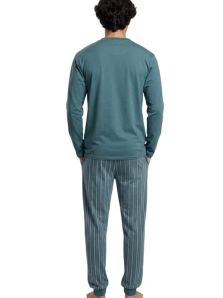 Vista trasera del pijama Muydemi de algodón para hombre, un diseño clásico para descansar en casa.