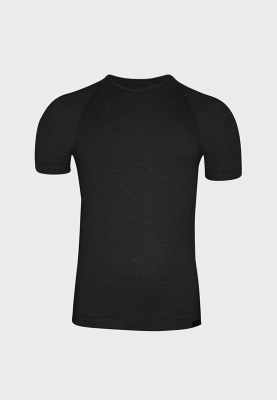 Camiseta cuello redondo negra online